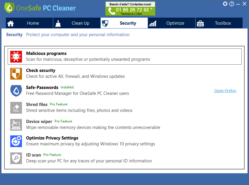 OneSafe PC Cleaner Pro 7.2.0.1 Screen3